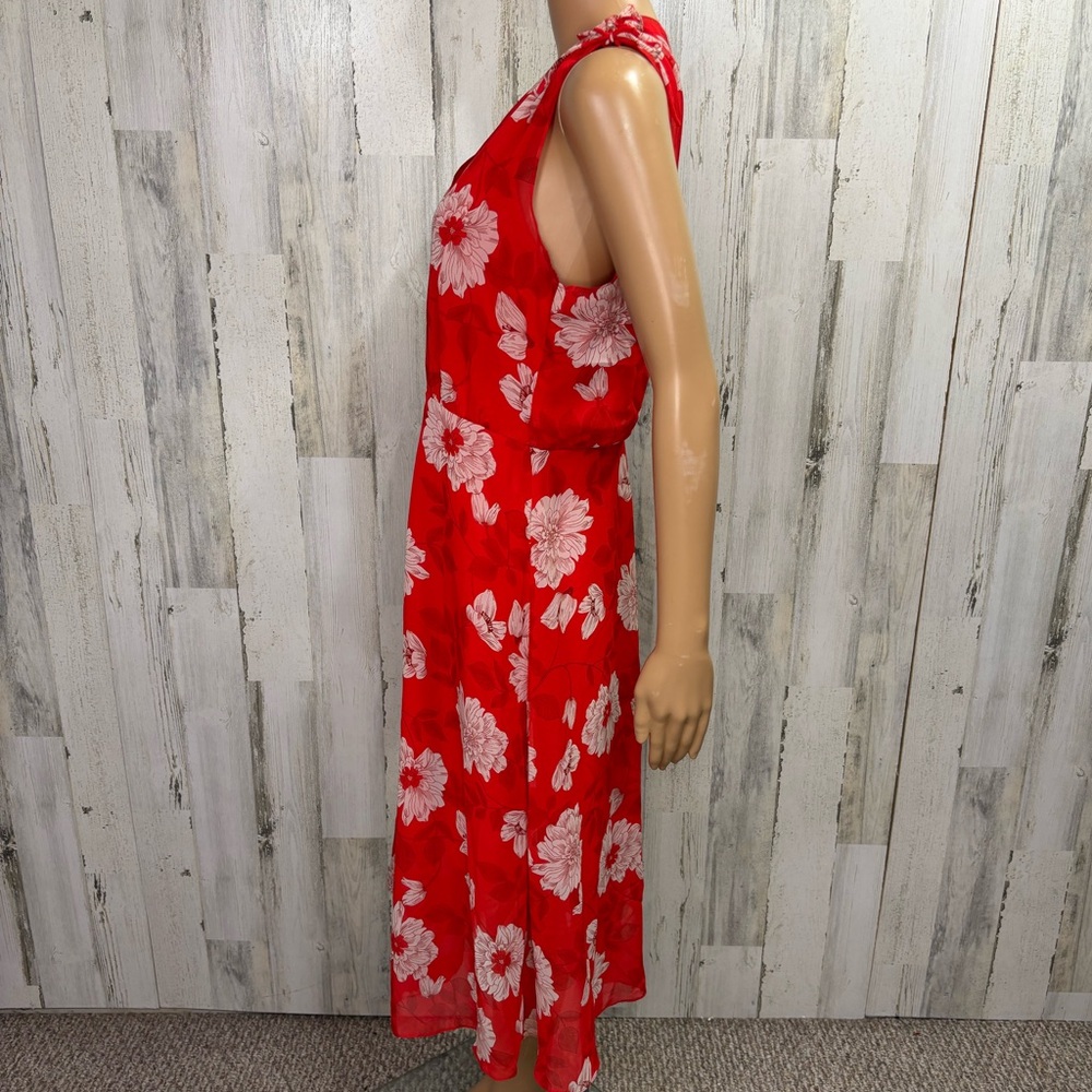 Vince Camuto Floral Red Sleeveless‎ A-Line Midi Dress - Picture 8 of 14